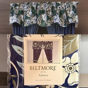 NIB Biltmore Large Floral Valance/Multi-86"Wx18"L+3" In Header w/Rod Pocket